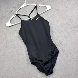 Nike Swimsuit Girls S Black Racerback One Piece Sporty Performance Athleisure - Picture 1 of 11