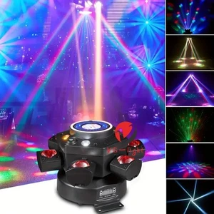 New 6 Arm Laser Beam Strobe Moving Rotation Stage Effect Light for Home Party - Picture 1 of 11