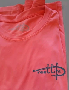 Reel Life Camicia Pesca Uomo XL Rosa Salmone Manica Lunga Protezione Eruzioni Cutanee Elasticizzata Acqua - Foto 1 di 4