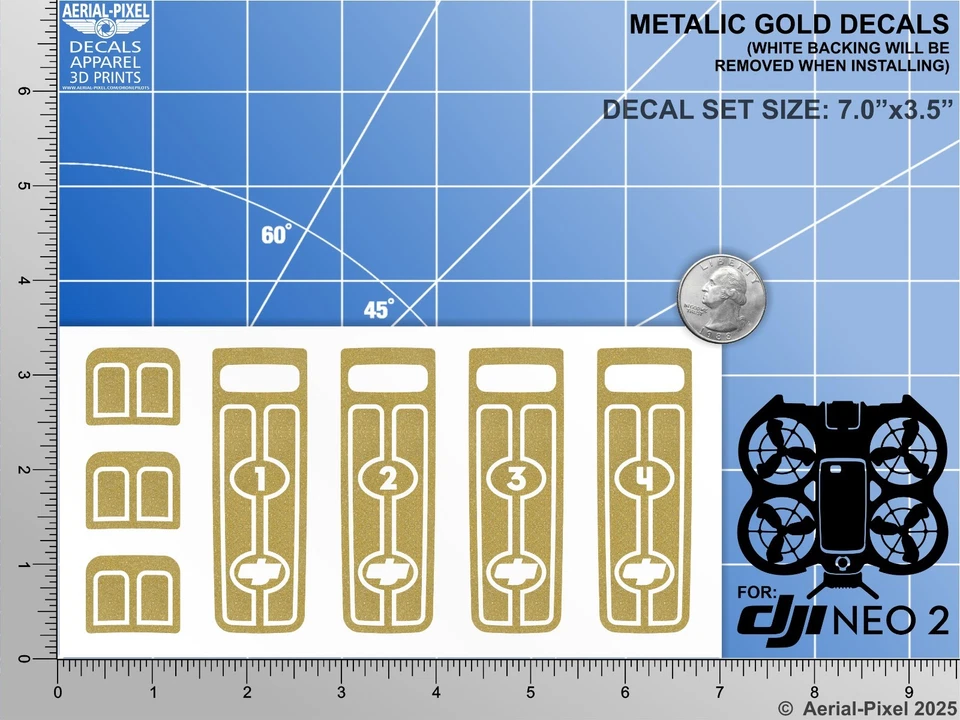 DJI Neo 2 Racing Stripes With Battery Decals Number #1-4 Choose from 10 Colors! - Image 1 of 4