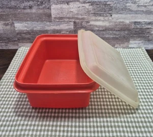 Vintage Tupperware Vorratsbehälter #1254 & Deckel #1255 Paprika rot-weiß - Bild 1 von 7