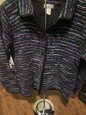 Chaqueta Blazer Para Mujer Laura Ashley Talla PL Mezcla de Lana Abotonada Arco Iris Rayas Foto 1 de 4