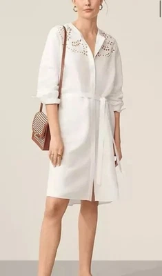 NWOT  $159 Ann Taylor Weekend eyelet linen blend shirtdress dress sz SP - Image 1 of 4