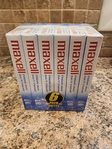 NEW!! SEALED 6 PACK MAXELL T-120 6-Hour Standard-Grade VHS Blank Video Tapes  - Picture 1 of 6