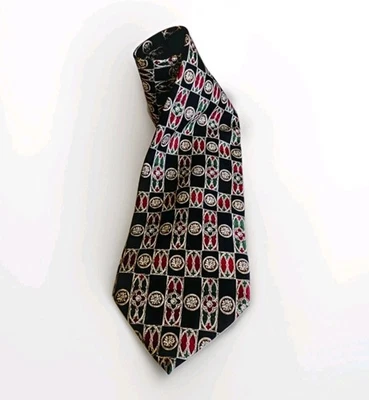 Corbata Dior 100 % seda catedral patrón de vidrio negro rojo verde corbata diseñador Foto 1 de 4