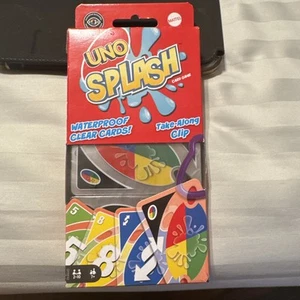 UNO Splash Card Game With Water-Resistant Plastic Cards & Clip - Beach- Pool - Picture 1 of 8