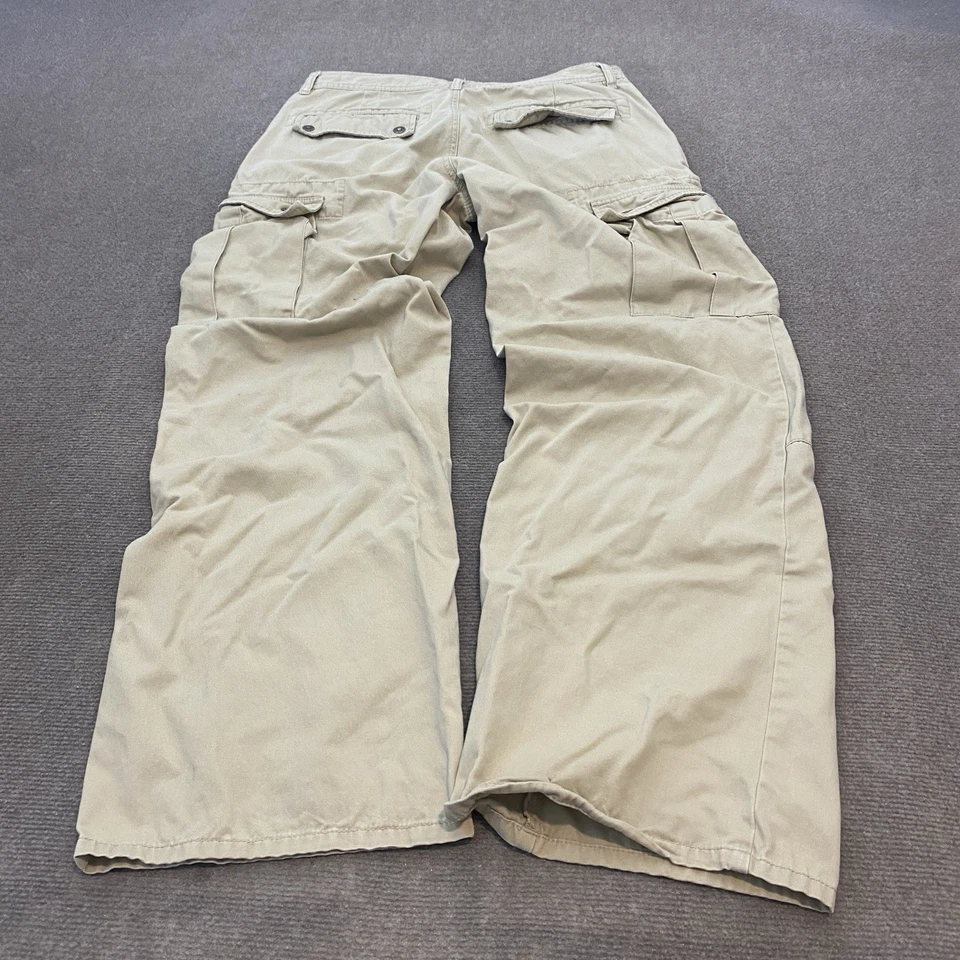 Nautica Women’s VTG Y2K Khaki Cargo Pants Size 12 Wide Leg Fits 33x32 Distressed - Image 1 of 4
