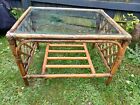 Used Bamboo Garden Glass Top Table Upcycle Project Summer Retro Vintage