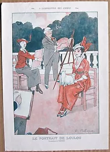 FABIANO 1914 Vintage French Art Print ARTISTS PAINT PORTRAIT OF PEKE DOG LOULOU - Picture 1 of 1