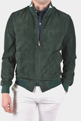 MANDELLI suede jaket cotton lined EU 50 US 40 green tailored fit - Image 1 of 4