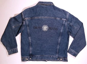 DKNY VINTAGE JEAN JACKET 1990s USA MADE w/ GRAPHIC LOGO - Picture 1 of 5