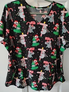 Scrubstar 3 Pocket "Sloth-Pole" Christmas Scrub Top Size XL - Picture 1 of 1