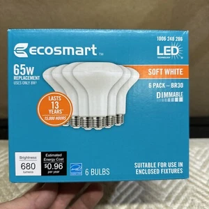 EcoSmart BR30 65W Equivalent Dimmable LED Light Bulbs Soft White (6 Pack) - Picture 1 of 3