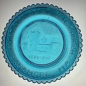 Plato de taza de vidrio Sagamore Beach Swift Memorial Iglesia Metodista Unida Pairpoint - Imagen 1 de 8