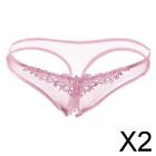 2X Women Sexy Pearl Massage Lingerie Lace Thong G-String Pantiy Briefs Pink