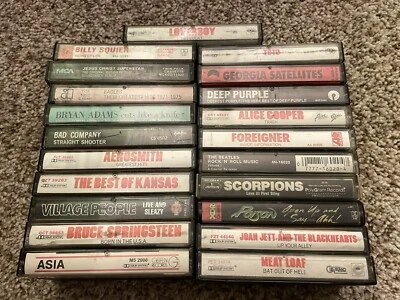 LOT OF 21 VINTAGE ROCK N ROLL CASSETTES 80-90s ALICE COOPER ASIA BEATLES WORK! - Image 1 of 4
