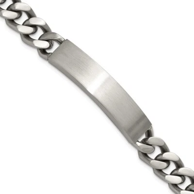 Stainless Steel Brushed & Polished Curb Link ID Bracelet 8.5" for Men's 43.42gm - Image 1 of 4