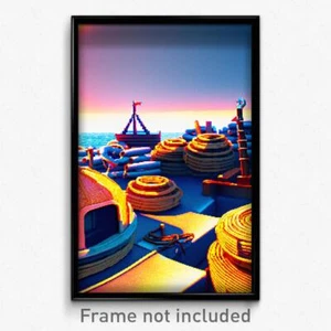 Pixel Art Poster - Nautical Heap (8 Bit Psychedelic Trippy Video Game Print) - Picture 1 of 1