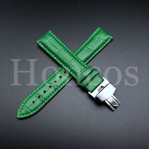 16mm-24mm Genuine Leather Strap Alligator Grain Watch Band With Butterfly Clasp