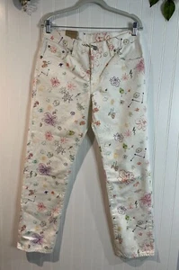 Levis Womens White Jeans With Multicolor Floral & Abstract Print 29x30 - Picture 1 of 14