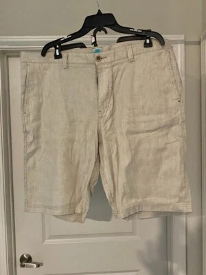Pantalones Cortos Tommy Bahama Playa Lino 12 Pulgadas Para Hombre - Color Caqui Piedra - Talla 42 Foto 1 de 4