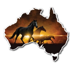 500mm Australia Map with horses running, sticker decal for car, ute, horse float - Picture 1 of 1