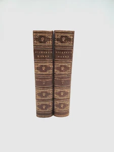 MARTIN CHUZZLEWIT, Charles Dickens, 1871, two volumes leather - Picture 1 of 12