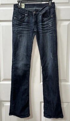 Machine Nouvelle Mode Jeans Size 3/27 Low Rise Dark Wash Straight 31 Inseam - Image 1 of 4