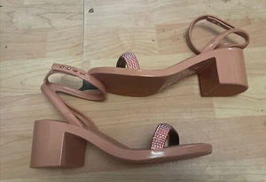 NEW MELISSA jelly Block Heel Copper Sandals Size 9 Women Casual Ankle Brown Tan - Picture 1 of 7