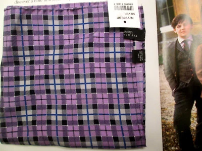 BLACK LABEL BLOOMINGDALES-ROYAL PURPLE BOX CHECK 100%SILK SQ@$45 - Image 1 of 3