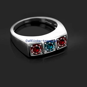 Natural Garnet & Blue topaz Gemstones with 925 Sterling Silver Ring For Band #R9 - Picture 1 of 6