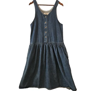 Pearl River Blue Denim Drop Waist Dress Pullover Peasant Prairie Western Cottage - Bild 1 von 12