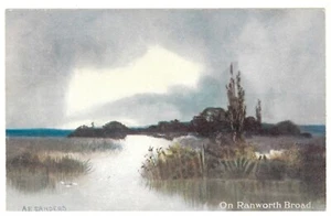 NORFOLK - ON RANWORTH BROAD Künstler A.E. SAUNDERS Faulkner Postkarte - Bild 1 von 1