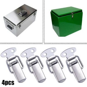 4 STCK. Edelstahl federbelastete Klemme Clip Etui Box Riegel Haken Kippen nützlich - Bild 1 von 7