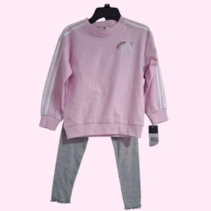 Adidas 2pc Leggings Set Gray/ Pink Girls Size 6x - Picture 1 of 8