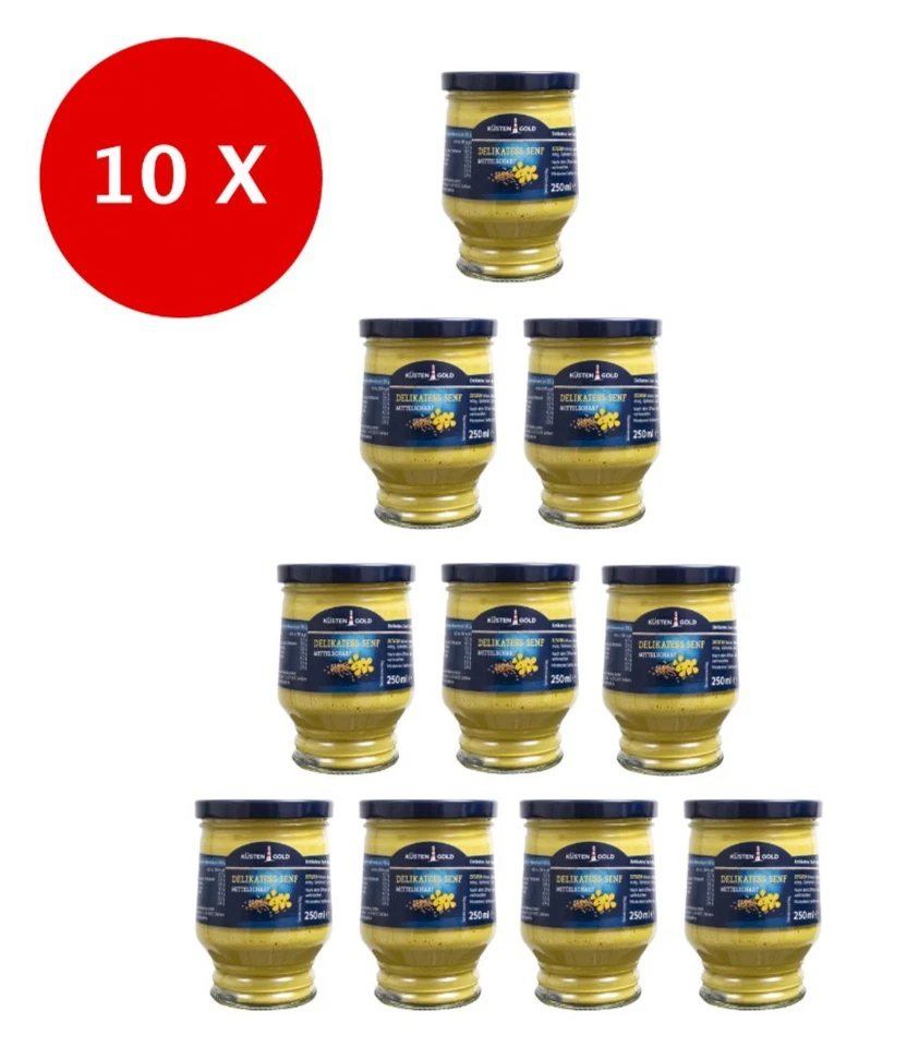 10 x 250ml Küstengold Delikatess Senf mittelscharf (2500ml) - Bild 1 von 1