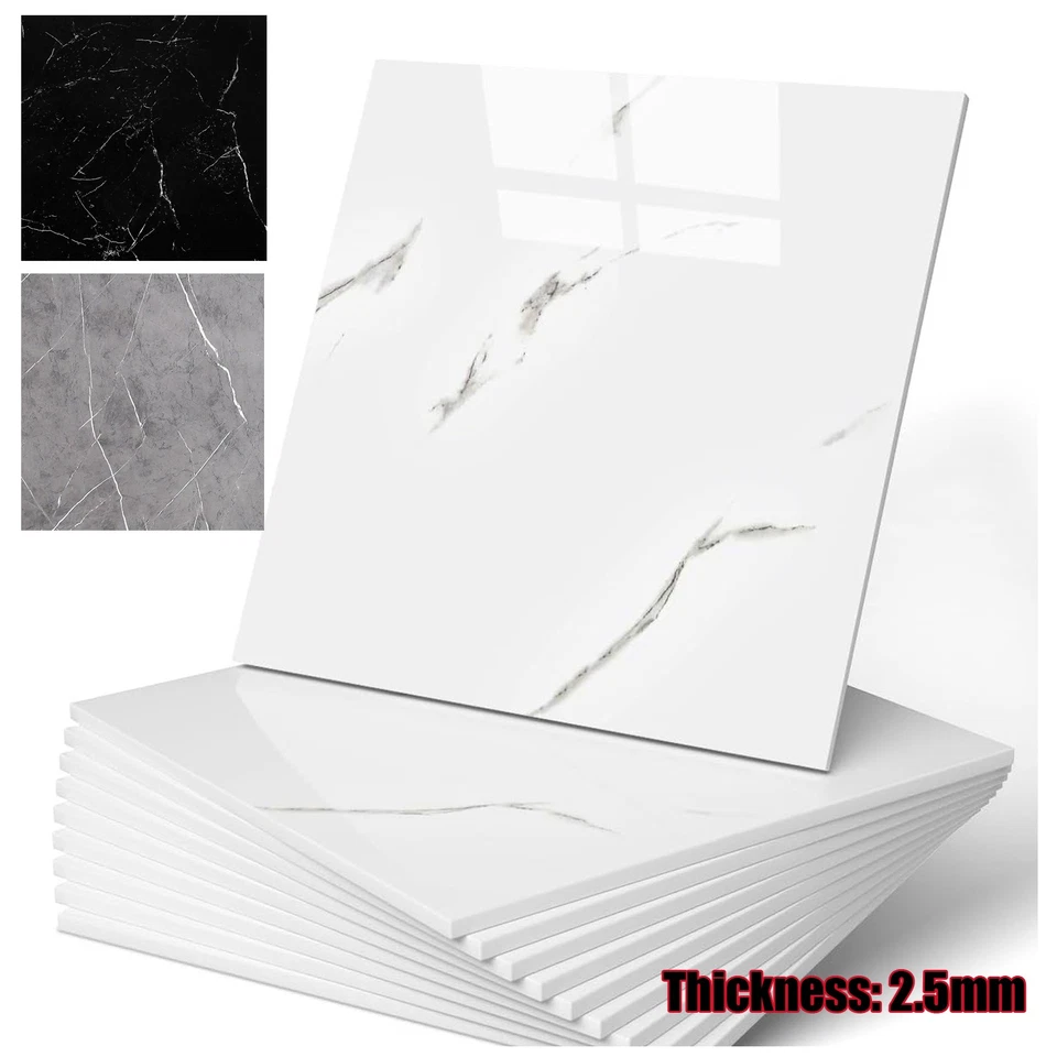 12-60x Self Adhesive Marble Effect Vinyl Tiles Flooring Kitchen Bathroom 30*30cm - Image 1 of 4