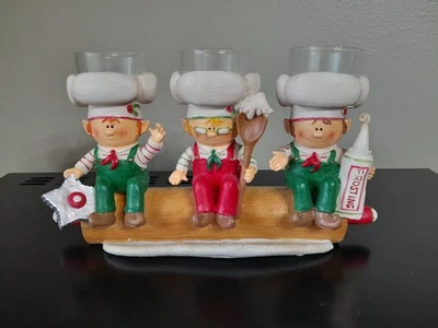 Yankee Candle Navidad 2011 Trío Elfo Ayudantes de Cocina Soporte de Luz de Té Votivo Foto 1 de 4