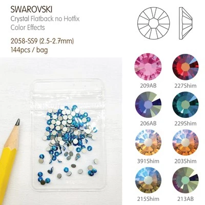 Swarovski 2.5mm-144pcs Flatback Crystal Nail Decoration Rhinestone #2058-SS9-Clr - Image 1 of 4