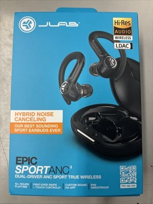 JLab Epic Sport Active Noise Canceling 3 True Wireless Bluetooth Earbuds - Black - Image 1 of 2