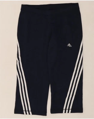 ADIDAS Womens Climalite Capri Tracksuit Trousers UK 14 Medium Navy Blue DH07 - Image 1 of 3