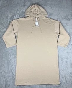 H&M Oversized Hoodie Women’s Medium Beige Sweatshirt Dress Loungewear - Picture 1 of 7