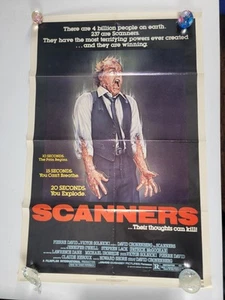 ~ SCANNERS ~ Michael Ironside ORIGINAL Movie Poster 1981 27x41 VGUC - Picture 1 of 12