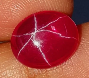 12.05 Cts. Natural Star Red Ruby 6 Rays Oval Cabochon Cut Certified Gemstone - Picture 1 of 5