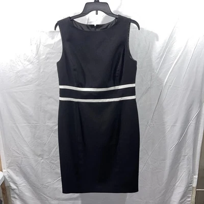 Vestido recto a rayas negro/blanco Black Label by Evan Picone talla 10 Foto 1 de 4