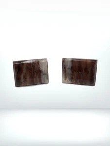 Vintage Agate Cufflinks Square Cut Gold Tone Polished Brown White - Picture 1 of 7