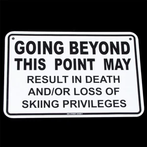 Metal Snow Ski Warning/Death Sign DO NOT ENTER Bar/Pub/Lodge Skiing Wall Decor - Picture 1 of 2