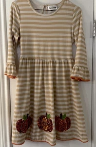 Rare Editions Dress Girls 16 Fall Pumpkin Long Ruffles Sleeve Soft! - Picture 1 of 10