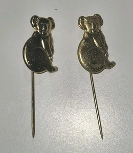 Vtg Swann & Hudson Koala Bear Gold Tone Tiny Stick Pin Australia Lot of 2 - Picture 1 of 4