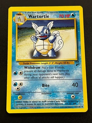 Wartortle 63/130 - Base Set 2 Vintage WOTC Pokemon TCG Card LP - Image 1 of 4